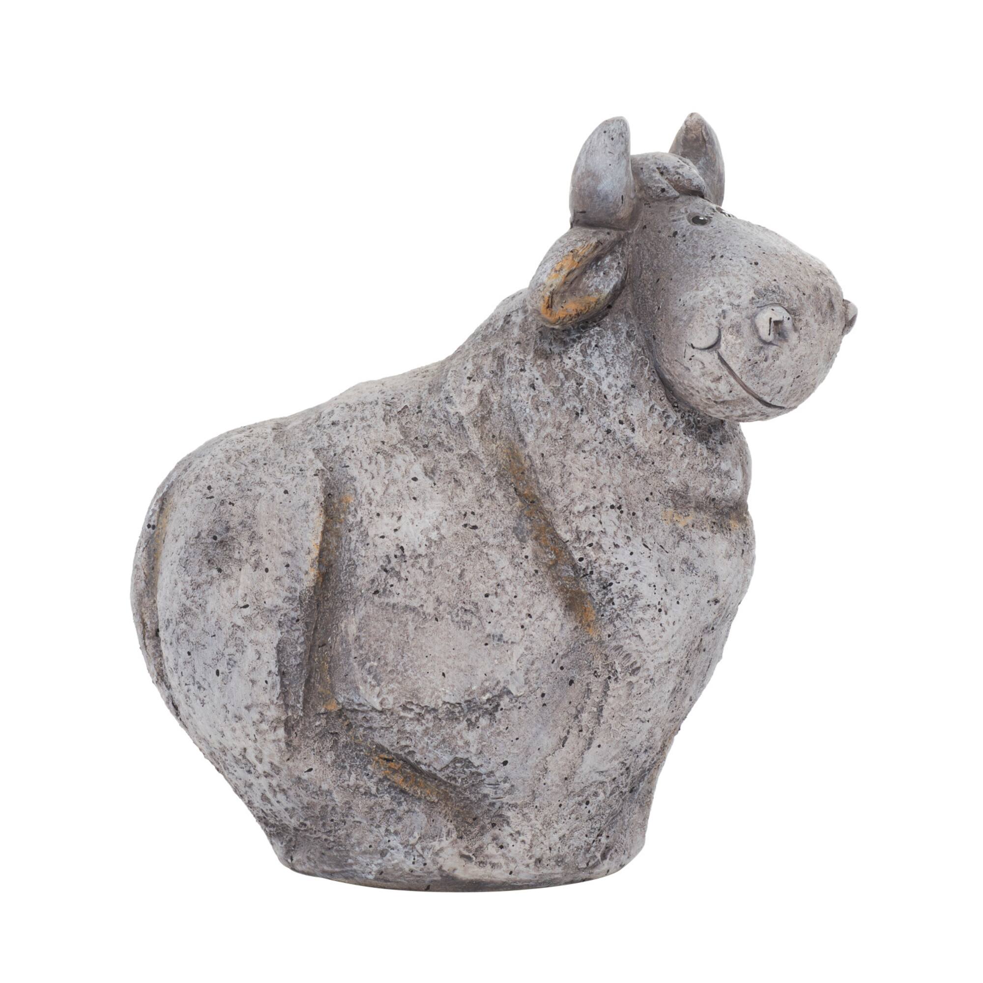 14" Gray Stone Country Cow Garden Sculpture